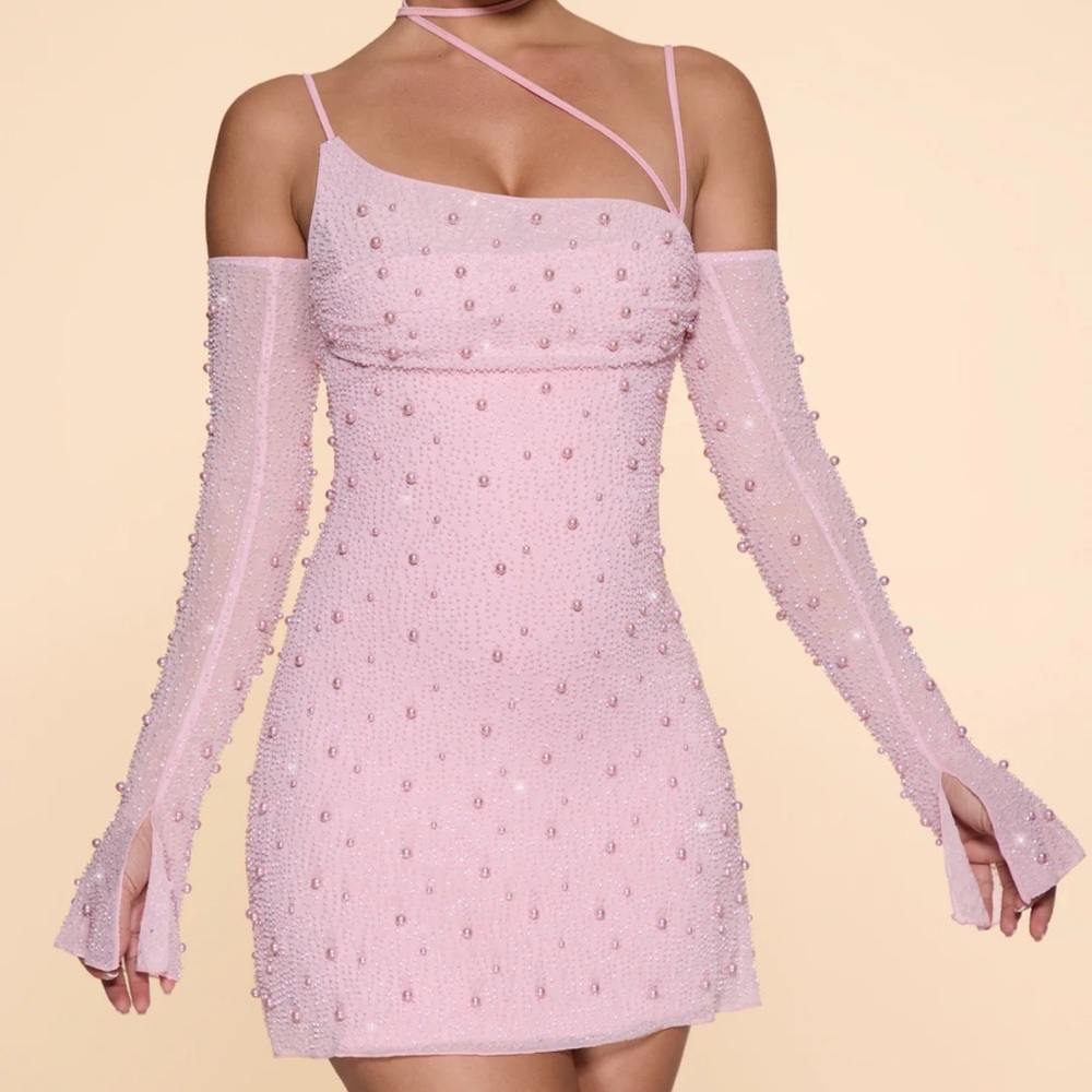Oh Polly Pink Pearl-Embellished Mini Dress - Picture 4 of 10